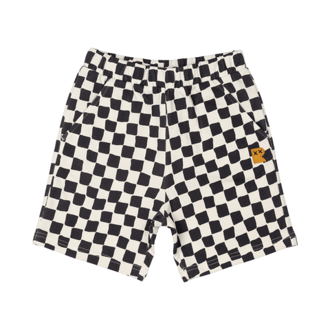 BLACK CHECKER SHORTS