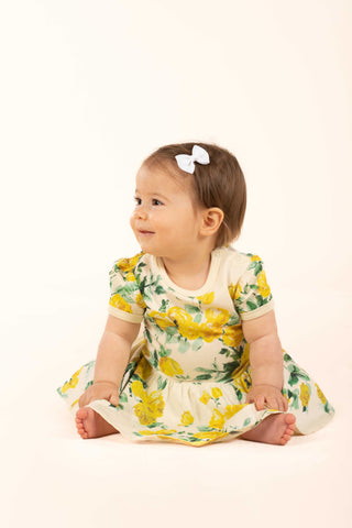 YELLOW ROSES BABY WAISTED DRESS