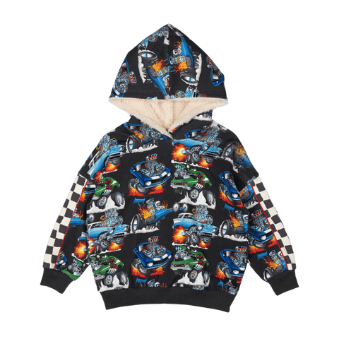 HOT ROD SHERPA LINED HOODED SWEATSHIRT