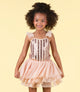 GOLD STRIPE SEQUIN TULLE LEOTARD DRESS