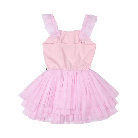 PINK STRIPE SEQUIN TULLE LEOTARD DRESS