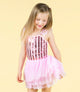 PINK STRIPE SEQUIN TULLE LEOTARD DRESS