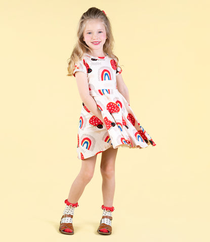 LOVE BUG RAINBOW WAISTED DRESS