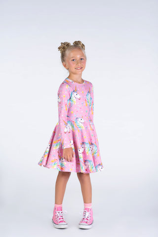 DOTTY UNICORN WAISTED DRESS