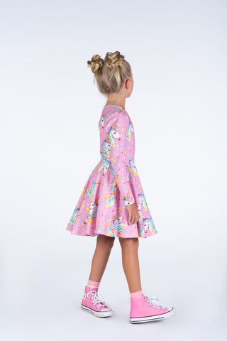 DOTTY UNICORN WAISTED DRESS