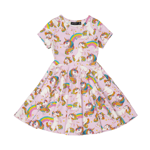 UNICORN RAINBOW WAISTED DRESS