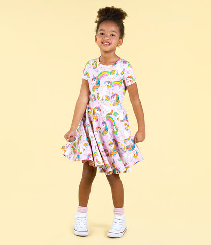 UNICORN RAINBOW WAISTED DRESS