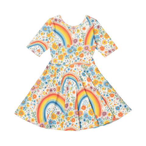 RAINBOWS AND FLOWERS MABEL WAISTED DRESS