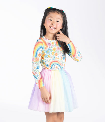 RAINBOWS AND FLOWERS CIRCUS DRESS