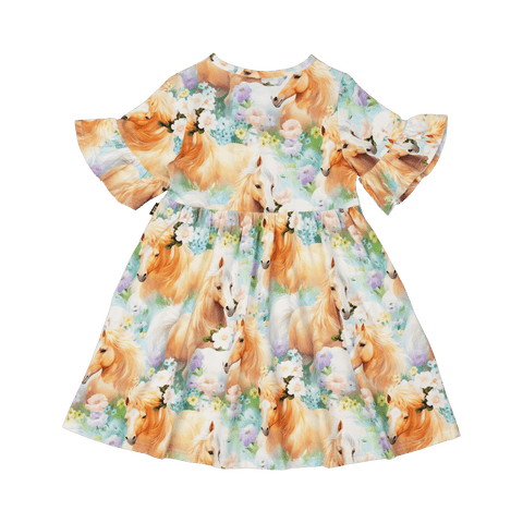 ICELANDIC PONIES BELL SLEEVE DRESS