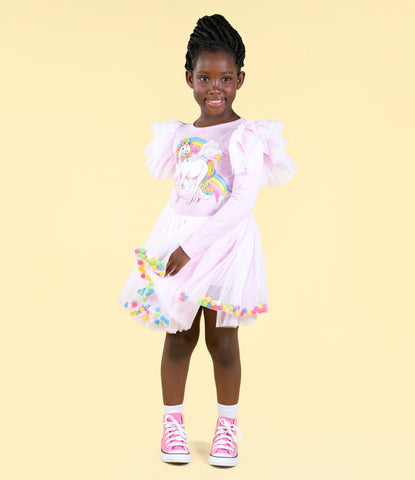 UNICORN RAINBOW POM POM CIRCUS DRESS