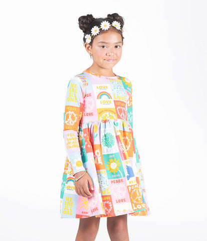 PEACE & LOVE LONG SLEEVE DRESS