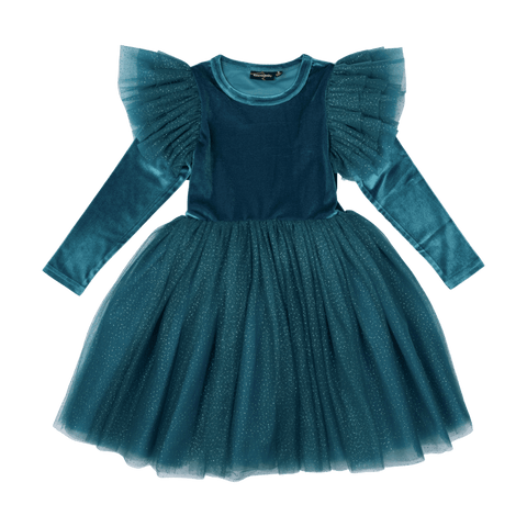 GREEN VELVET SPARKLE PARTY DRESS