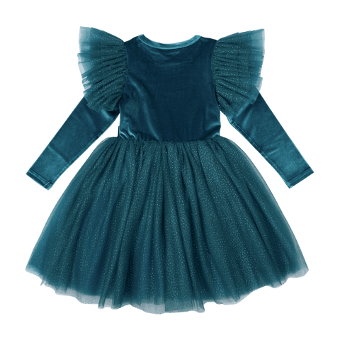 GREEN VELVET SPARKLE PARTY DRESS