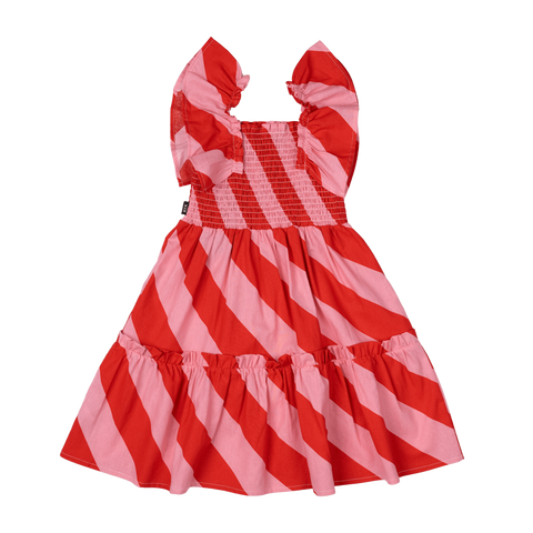 CANDY WRAP SHIRRED DRESS