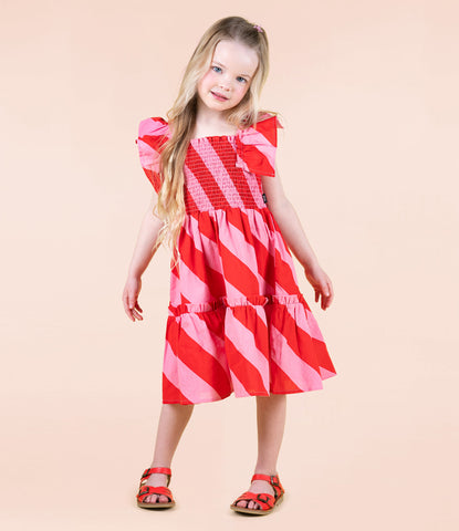 CANDY WRAP SHIRRED DRESS