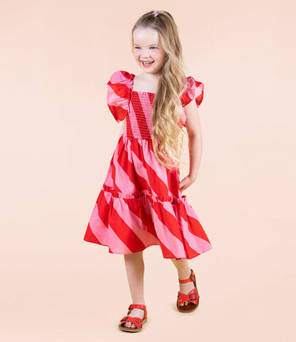 CANDY WRAP SHIRRED DRESS