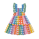 RAINBOW DROPS SHIRRED DRESS