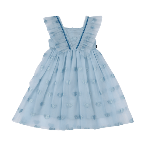 BLUE GLITTER HEART TULLE DRESS