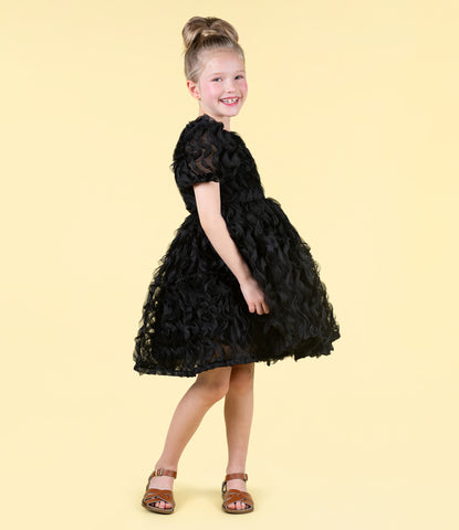 BLACK RUFFLE TULLE PARTY DRESS