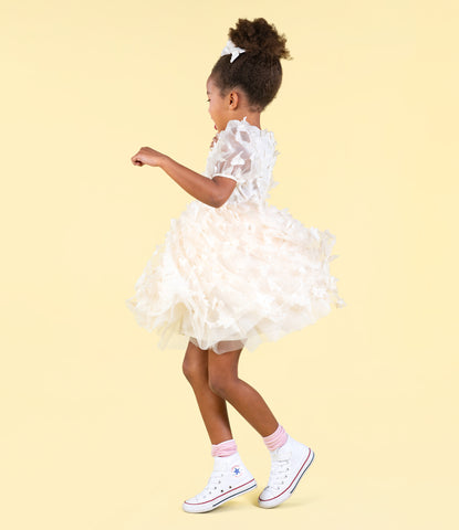 CREAM BUTTERFLY TULLE PARTY DRESS