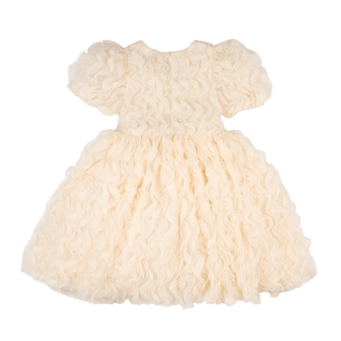 CREAM RUFFLE TULLE PARTY DRESS