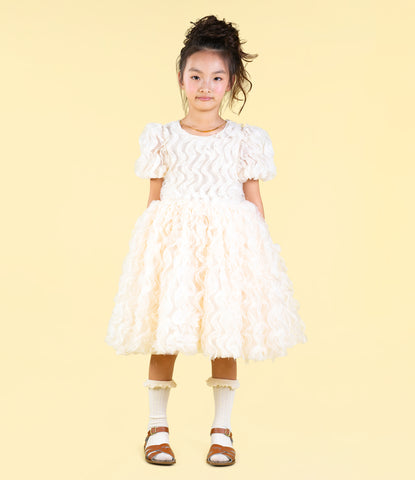 CREAM RUFFLE TULLE PARTY DRESS