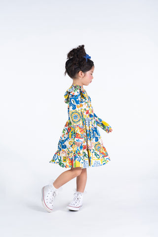 SICILY LONG SLEEVE RUFFLE DRESS