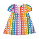 RAINBOW DROPS PUFF SLEEVE DRESS