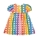 RAINBOW DROPS PUFF SLEEVE DRESS