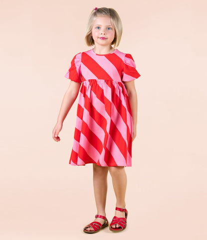 CANDY WRAP PUFF SLEEVE DRESS