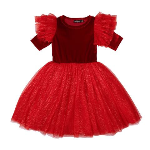 RED VELVET SPARKLE PARTY DRESS