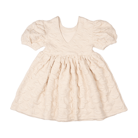 ECRU HEART PUFF SLEEVE DRESS