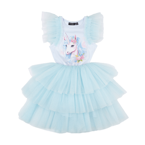 BLUE UNICORN PARTY DRESS