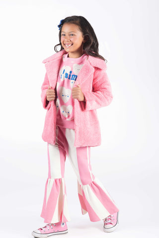 PINK FAUX SHERPA JACKET