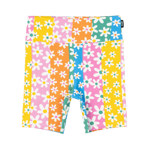 FLORAL STRIPES BIKE SHORTS