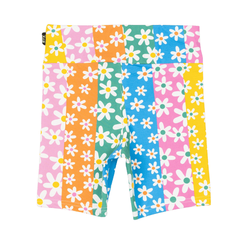 FLORAL STRIPES BIKE SHORTS