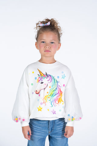 UNICORN TULLE SLEEVE SWEATSHIRT