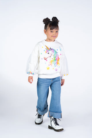 UNICORN TULLE SLEEVE SWEATSHIRT