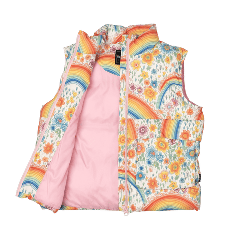 RAINBOW FLORAL PADDED VEST WITH LINING