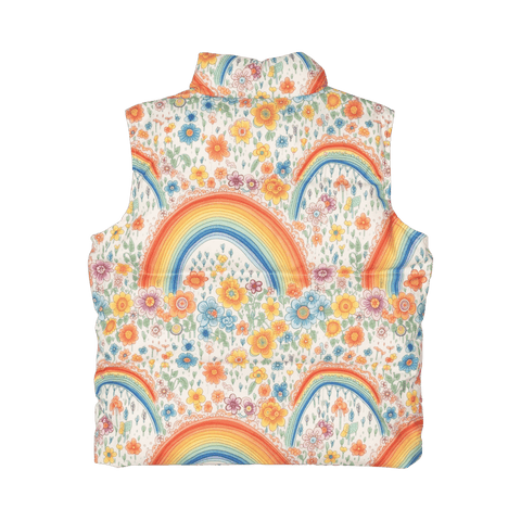 RAINBOW FLORAL PADDED VEST WITH LINING