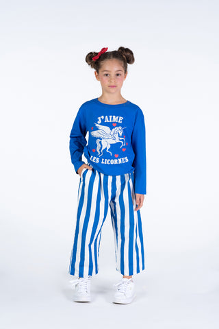 BLUE STRIPE WIDE LEG PANT