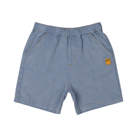 BLUE WASH DENIM SHORTS