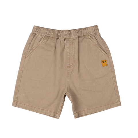 TAUPE WASH DENIM SHORTS