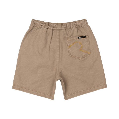 TAUPE WASH DENIM SHORTS