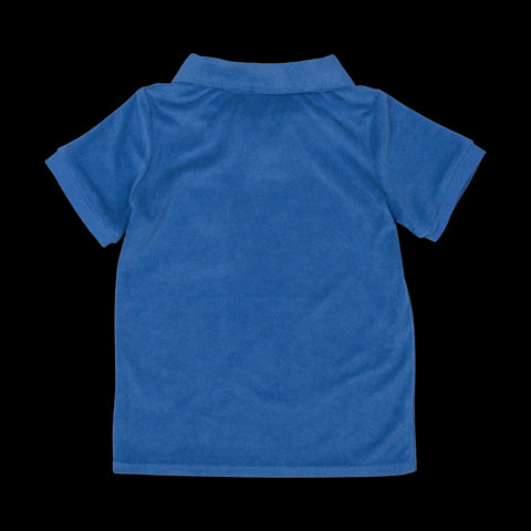 BLUE TERRY TOWELLING POLO T-SHIRT