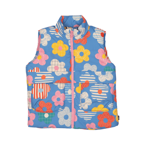 HAPPY FLOWERS PADDED VEST WITH LINING - Toddler Outerwear - Unisex