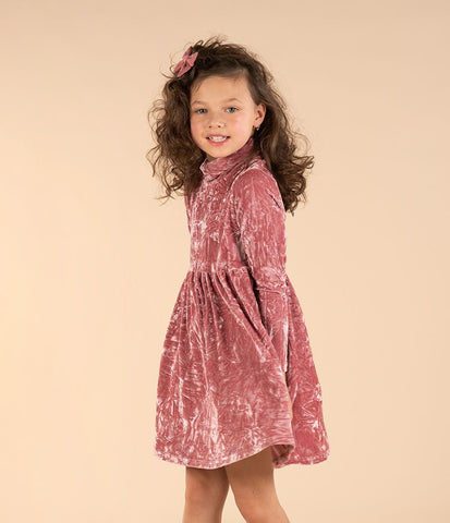 MUSK CRUSHED VELVET ROLL NECK DRESS - Toddler Dresses - Girls